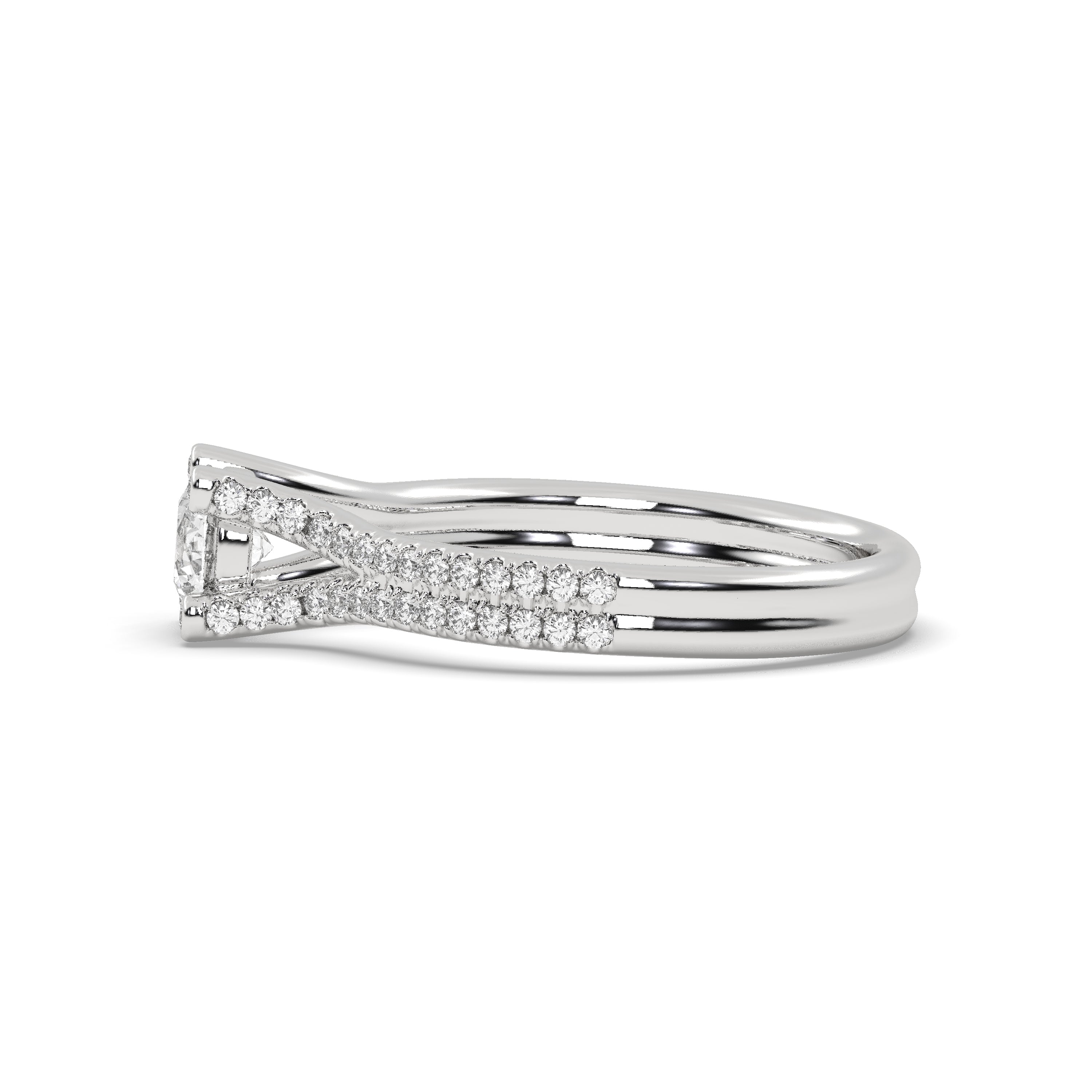 White Gold Studded 0.966 Carat Lab Grown Diamond Ring-G Color VS1 Clarity.